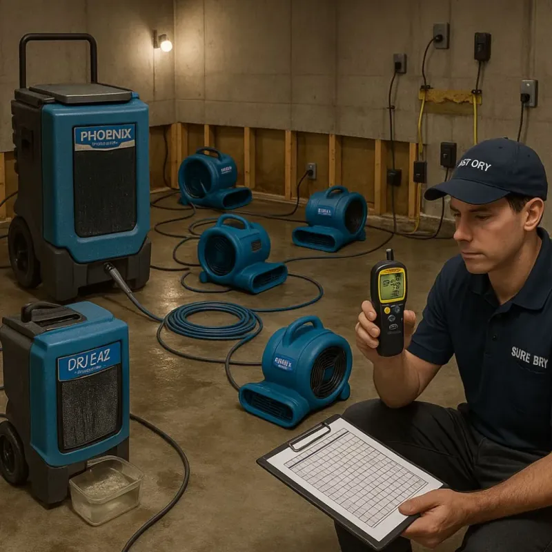 Structural Drying and Dehumidification process in Waite Park, MN